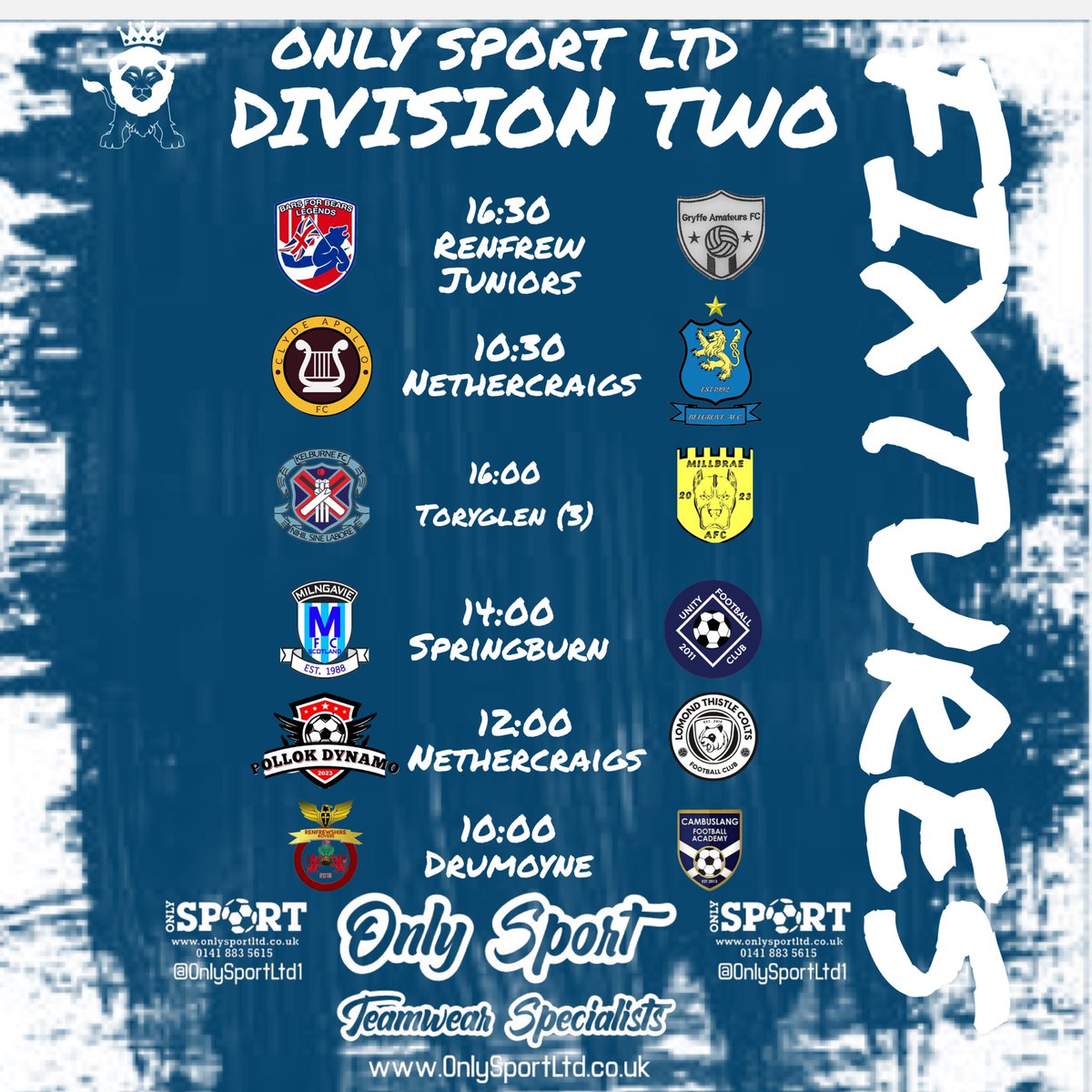 GDSFC2008's tweet photo. We are Back…

The NEW @onlysportltd GDSFC 23/24 season begins tomorrow…

4 Divisions, 52 teams going to be an exciting season ahead 🙌⚽️

@ScotAmFA @scottish_aff @refsix @ftsc0res https://t.co/9rpku0wu05