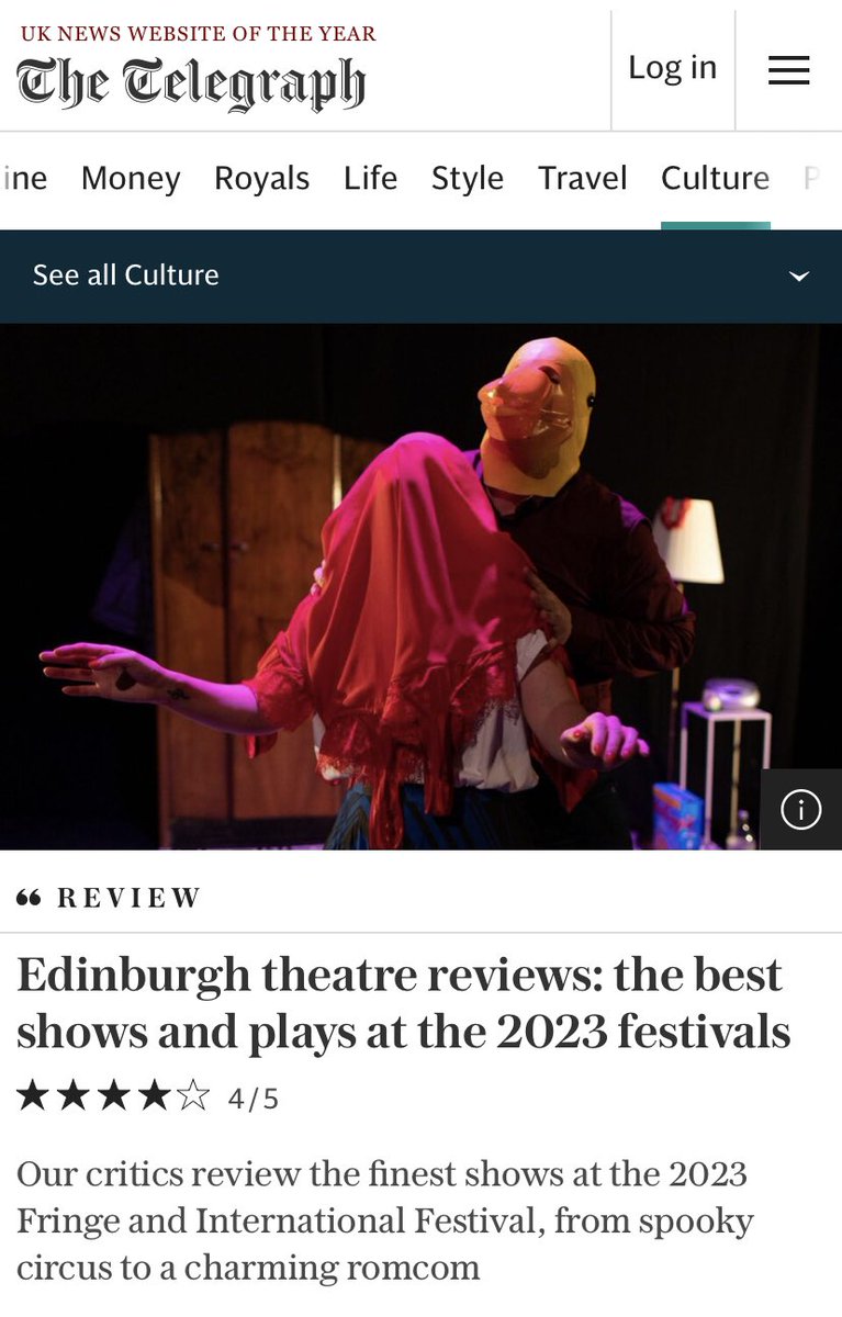 “Irish playwright Ciara Elizabeth Smyth's two-hander is 'set somewhere in Ireland' but also feels, at the end of its darkly comic, disorientating 70 minutes, like it's been happening in your brain.” could be my favourite quote ever. ★★★★ for LIE LOW in @Telegraph!