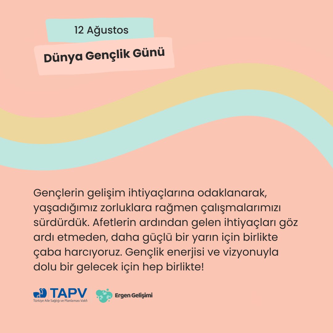 Bugün #DünyaGençlikGünü 
Sağlık ve iyi olma haline hizmet eden, kapsayıcı ve eşitlikçi bir geleceği inşa etmek için bir aradayız.