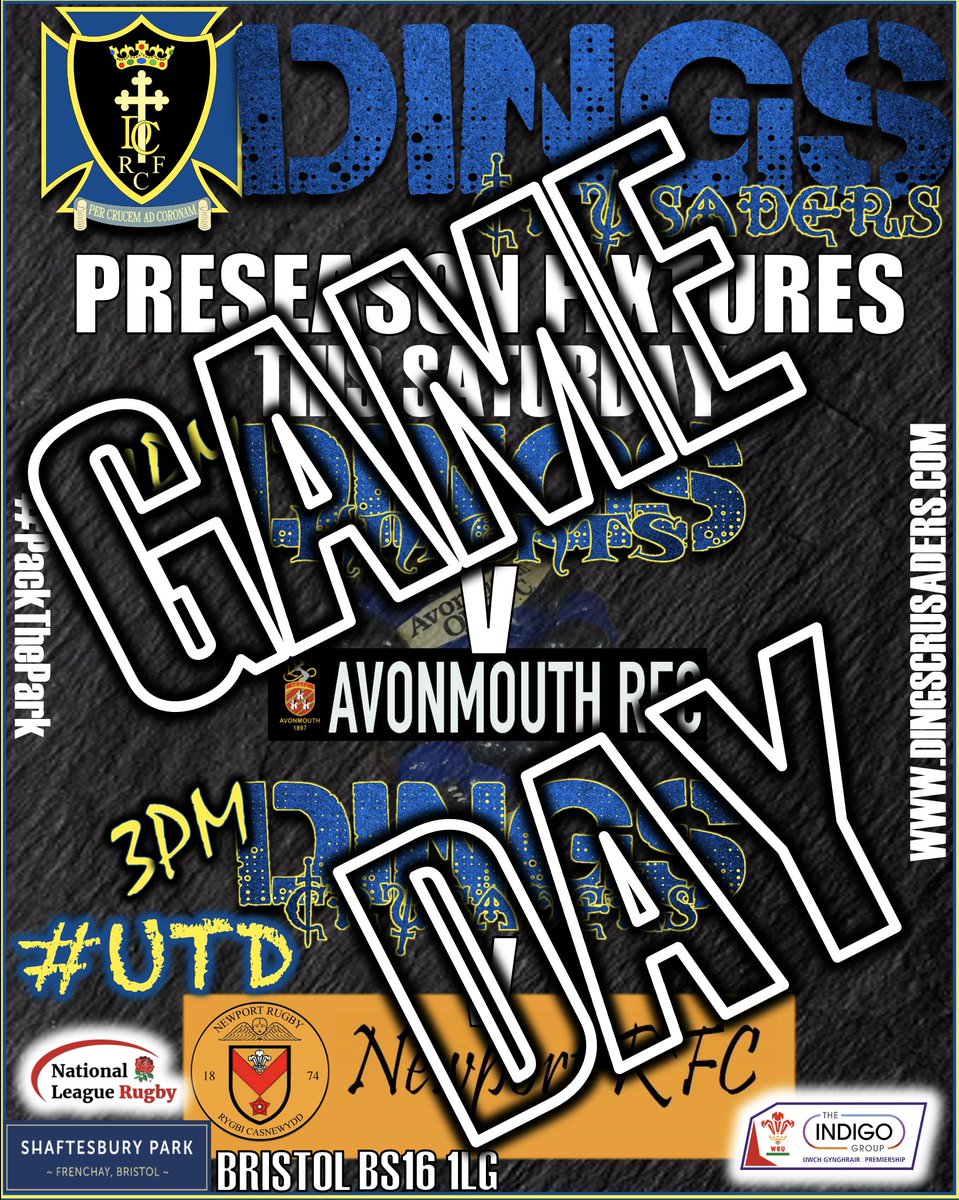 Dings Knights v @AvonmouthOBRFC  1pm
Dings Crusaders v @NewportRFC 3pm
Both games at @shaftesburypar1 
Come and #PackThePark

Full Crusaders match report in tomorrows @TheRugbyPaper 
#UpTheDings #ourteam #dingsfamily #morethanjustarugbyclub #UTD #ourclub #TackleTheStigma #oneteam