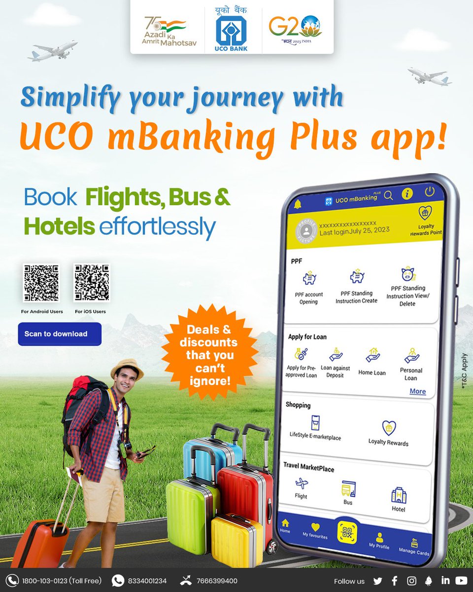 UCOBankOfficial's tweet photo. Planning for #LongWeekend getaways? Plan your #Itinerary with #UCOmBankingPlus app. #HappyHolidays #UCOTURNS80 #Banking #Holiday #Travel https://t.co/nxcsCoDlM6