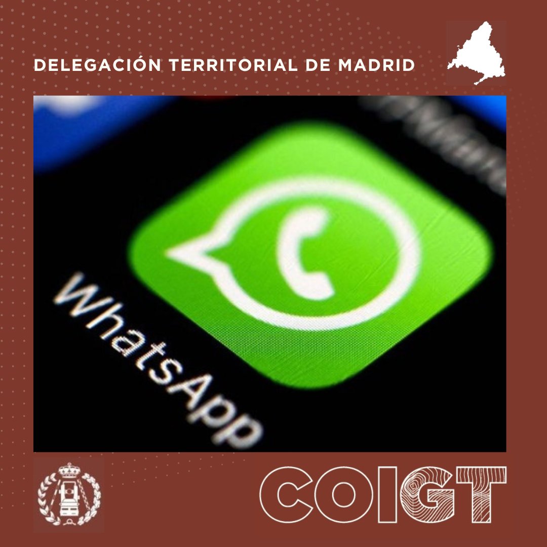 Creación de grupo de WhatsApp de la Delegación Territorial de Madrid del COIGT. Recibe las últimas noticias y novedades de interés directamente en tu teléfono móvil.
coigt.com/noticia/3516