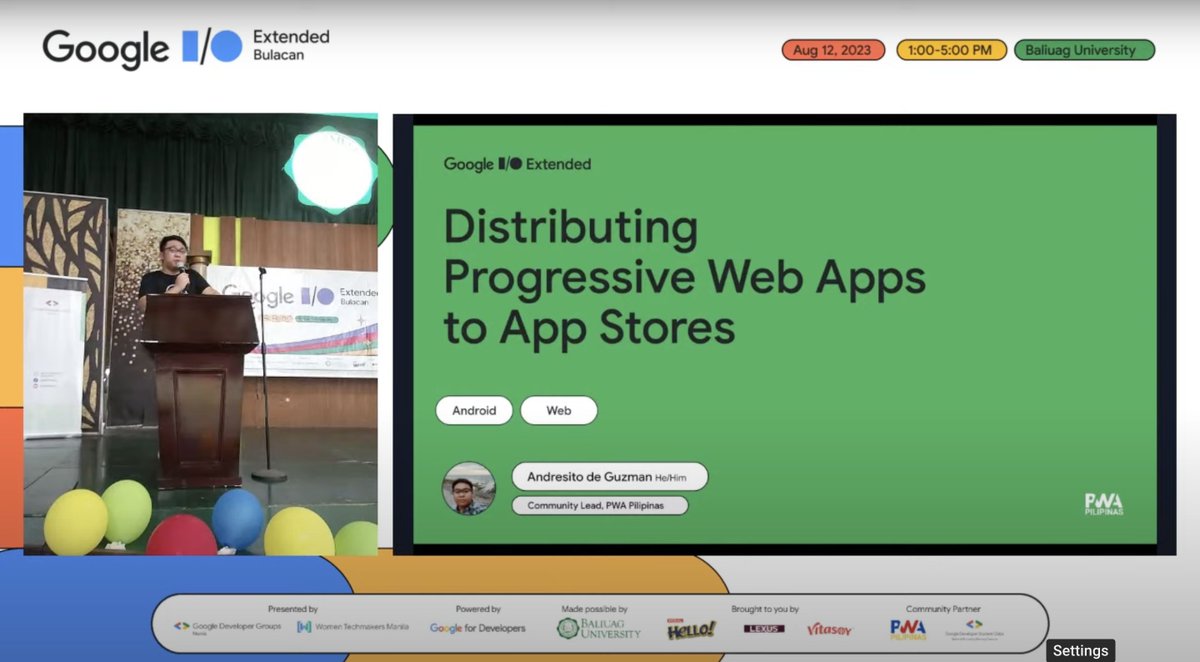 itsmeandresito's tweet photo. Sharing my knowledge and experience on how to distribute PWAs to App Stores with the developers in Bulacan. Thanks to Google Developers Group Manila for inviting me to this amazing event. #GoogleIO #GDGManila #IO2023 #IOXBulacan2023 https://t.co/Uo0NCcI6XT