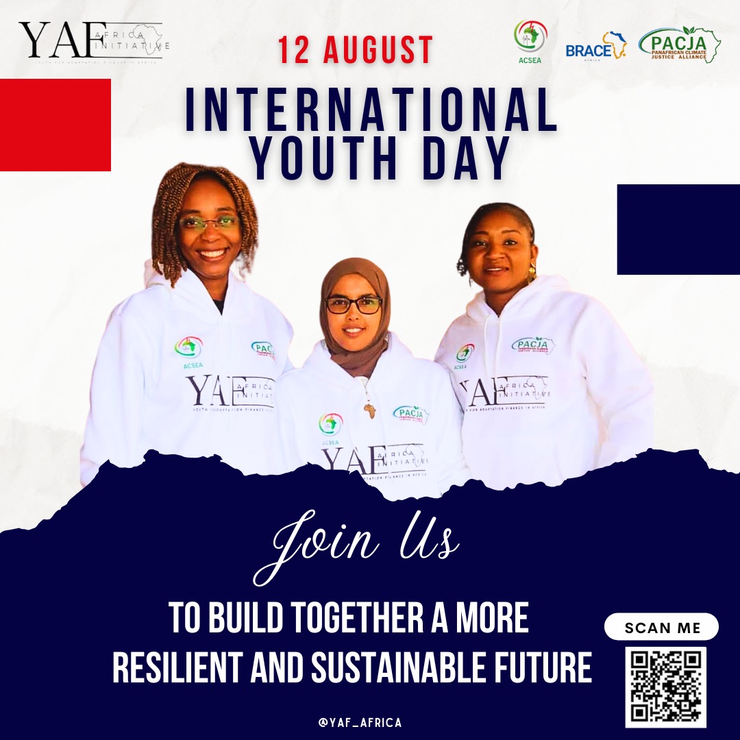 On this IYD, we strongly encourage you to rally behind the YAF movement.

Your energy, creativity and commitment are crucial in tackling the climate challenges in Africa.

Link: https://yafafrica.acsea54
#IamYAF
#fafa
#climatechange
#AdaptationFinance
#Adapt4Africa
<a href="/Sida/">Sida</a> <a href="/PACJA1/">PACJA</a>
