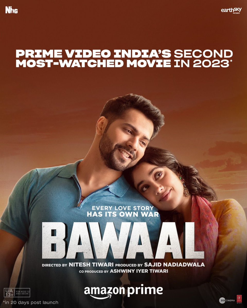 Its_CineHub's tweet photo. India's second Most Watched Movie in 2023. Huge success for @Varun_dvn bhai 🔥👍 https://t.co/t1o7urm21v