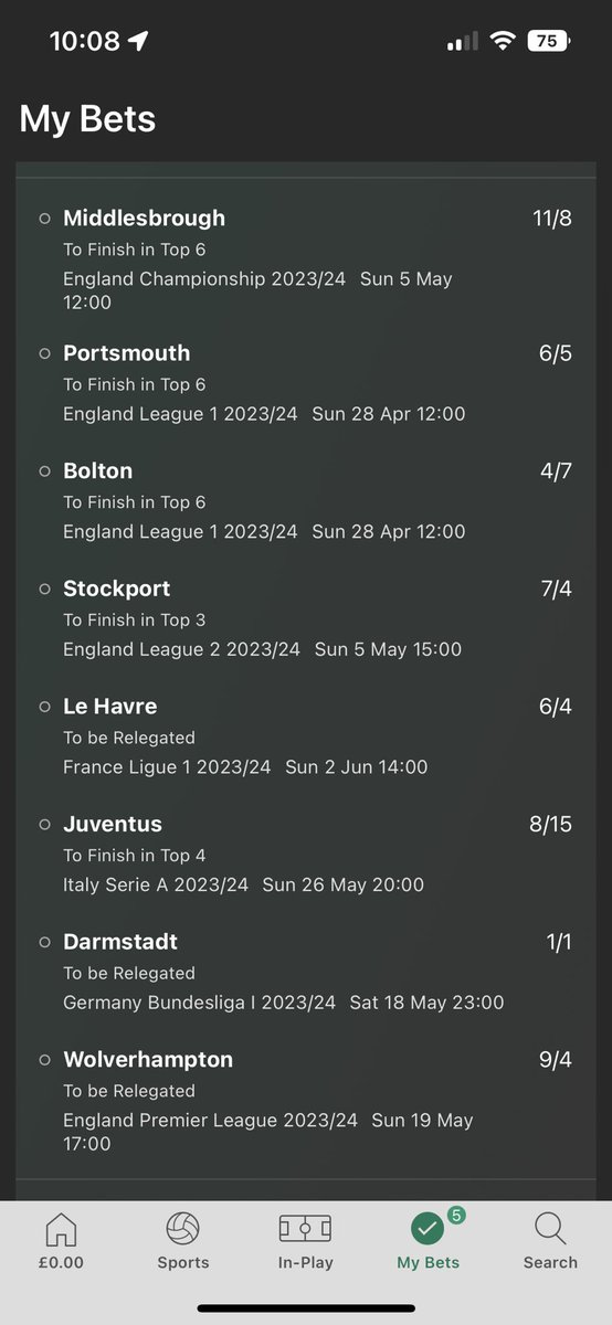 Dog_House_Tips's tweet photo. Season long bet. I know the season has started but I did put it on yesterday good odds only main concern one is wolves but personally I think they are shocking. £10 returns 5.6k 🦴🐶 https://t.co/jxFLS2zDHq