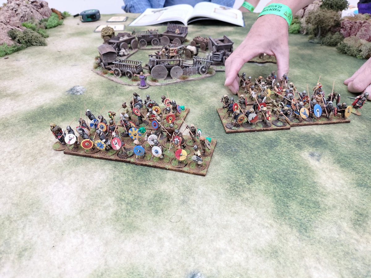Britcon underway at the Lard Workshop.  First game is @coljmurray Infamy game of Goths v Late Romans #britcon #spreadthelard