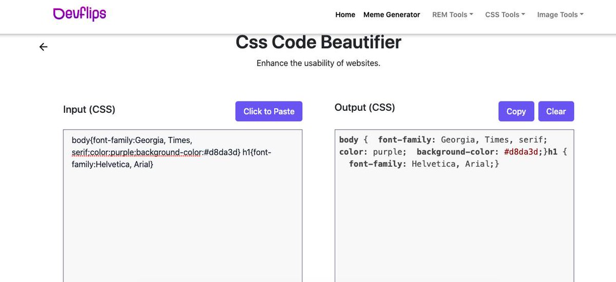 DDdevflips's tweet image. Beautify your CSS code with DevFlips CSS Code Beautifier! Tidy. Readable. Error-free. Save time and elevate your coding game! 
Try It Now: tools.devflips.com/css-beautifier
#devflips #css #codebeautifier #cleancode