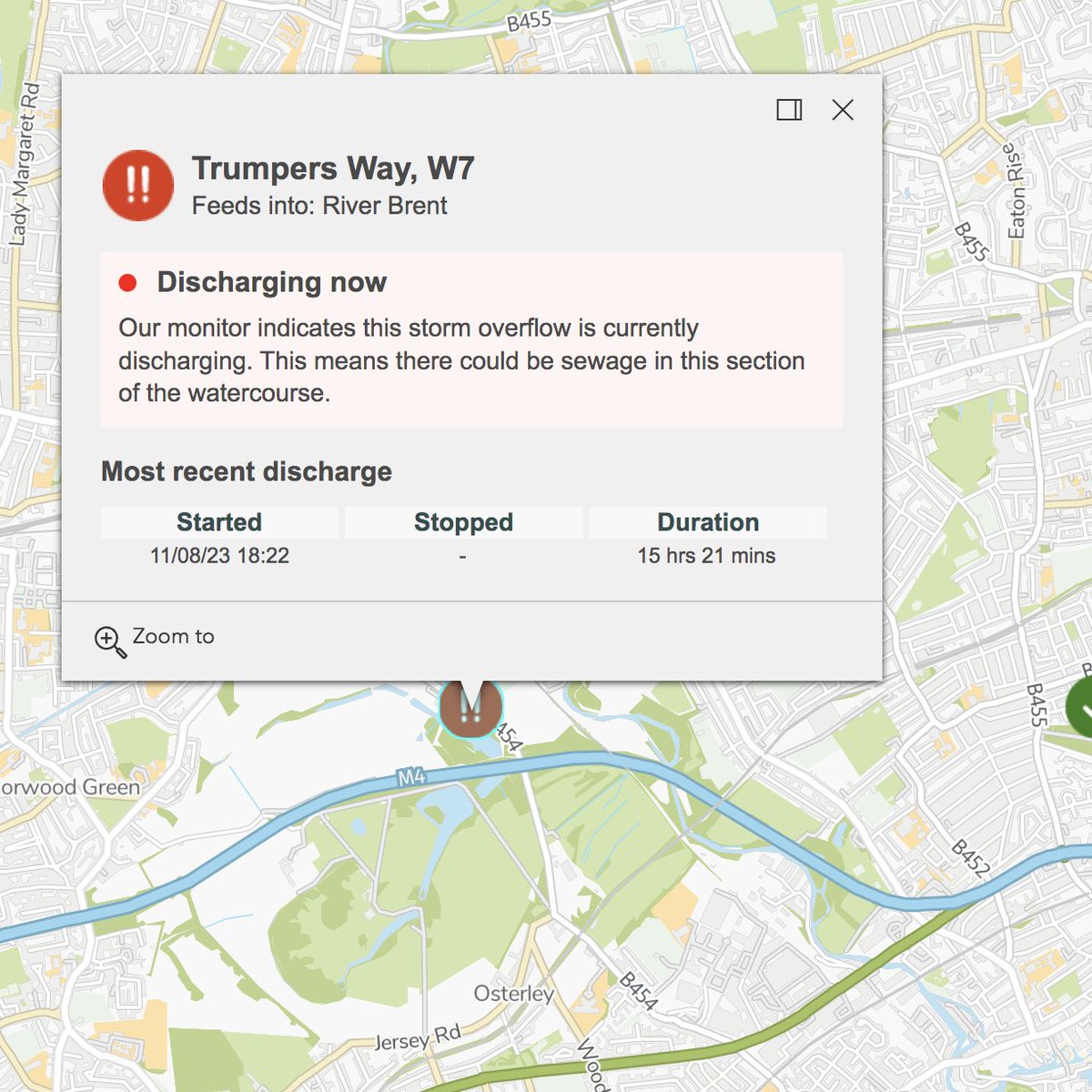 Ianbarnes2001's tweet image. HUGE sewage discharge into the River Brent in Ealing. Over 15 hours and still dumping! The Brent feeds into the Thames. This is one of the longest discharges I have seen in London from Thames Water.
Absolutely disgusting.