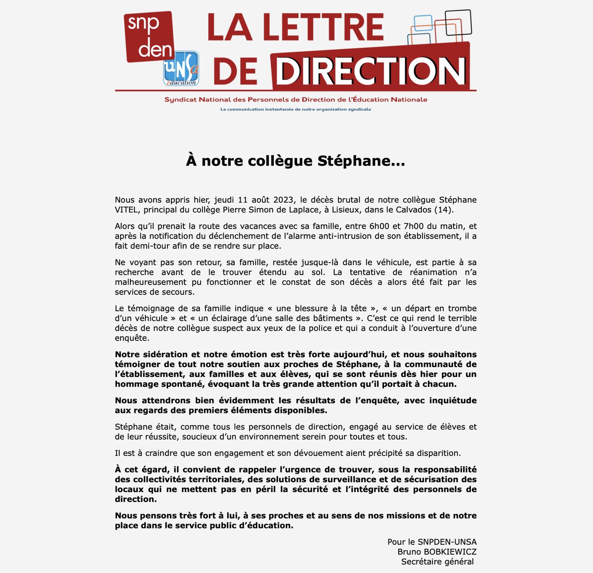 #LDD À notre collègue Stéphane...