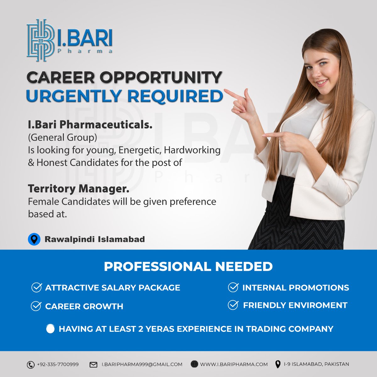 IBariPharma's tweet photo. Career Vacancy for TM roles
Interested candidates can apply by sending resume
to recruitment I.baripharma999@gmail.com
by August 2023 mentioning "TerritoryManager" in the
subject line
#recruitment #vacancy
#pharmaceutical #TMjobs
#RawalpindiJobs #IslamabadJobs
@IBariPharma https://t.co/v8P7qeuhXZ
