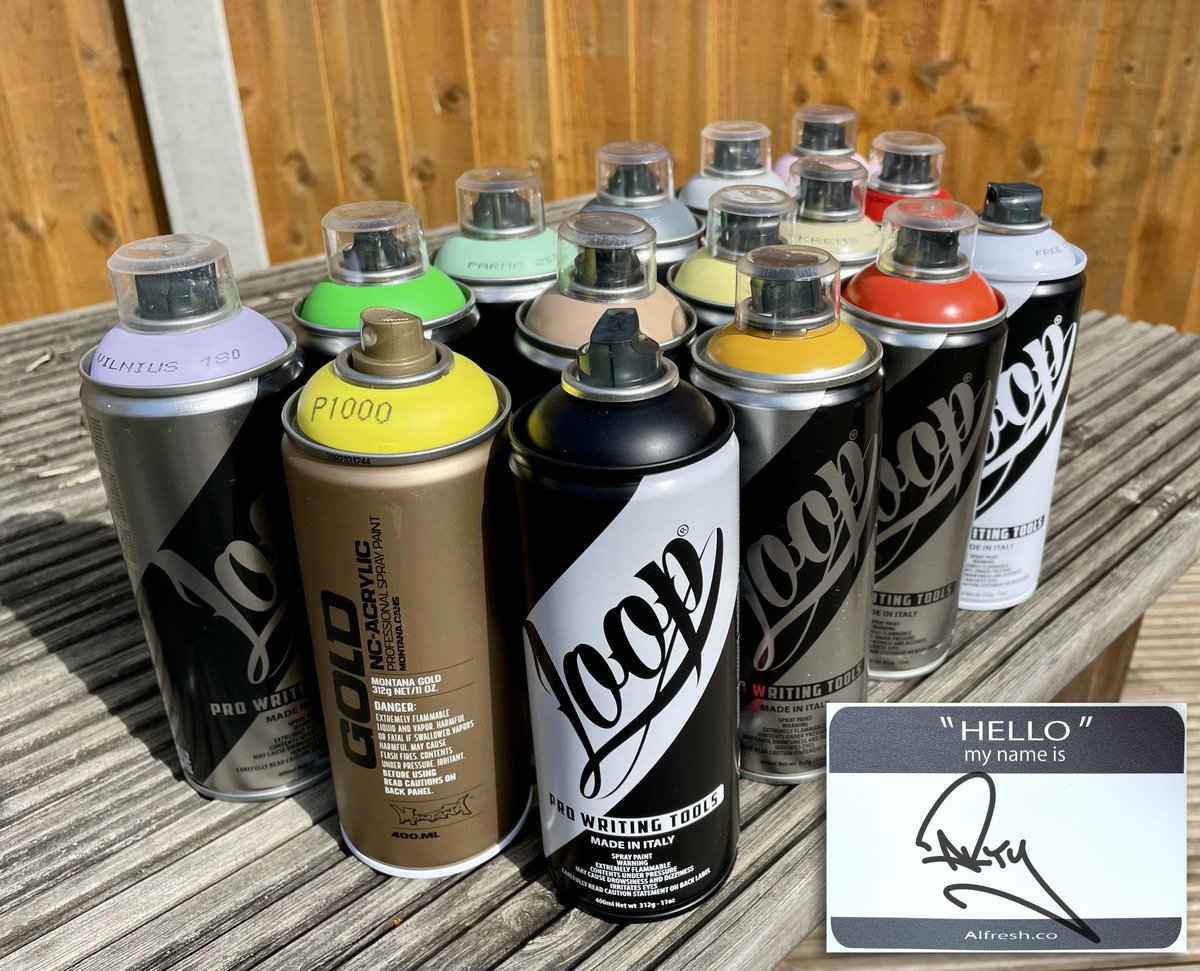 Restocked up on paint for my next piece, I have always continued with my graffiti since it is the thing that started my art career back in the early 80s.

#graffiti #graffitiart #loopcolors #montanagold #streetart #urbanart #arty #spraycanart #spraycans #graffitiartist