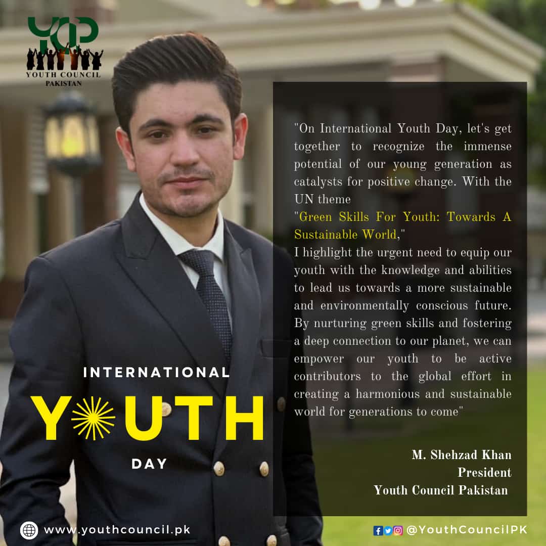 shanzamatloob10's tweet photo. We have the power to dream, and we have the power to make these dreams a reality. The energy and talent of the youth of our country are unmatched. We all are hopeful that with our efforts we are going to lead our nation to new heights.
@YouthCouncilPK 
#InternationalYouthDay https://t.co/vqk62zzN5y