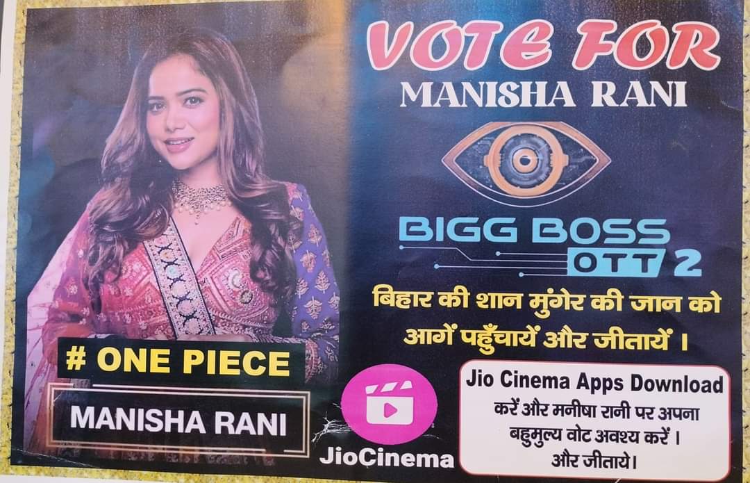 chhaunka's tweet photo. #Vote for Manisha....
#BigBossOtt2.....
#mungerkiBeti.....
#Bihar
#ExcellentActing.....
#BiggBossOTT2 https://t.co/efADVH4Ysl