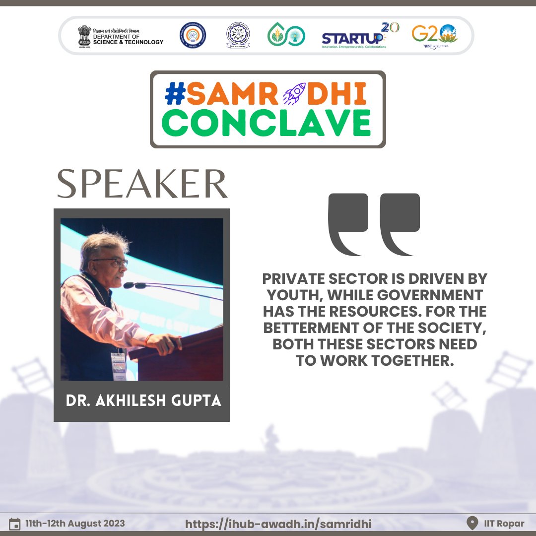 AWaDH_IITRopar's tweet photo. The private sector is driven by youth while the @GovernmentIndia has the resources for a lasting impact. @guptaakhilesh63 explains how both need to work together for the benefit of society. A startup ecosystem needs to be created and nurtured through a shared vision.
#iitrpr #iit https://t.co/5P98tJKm41