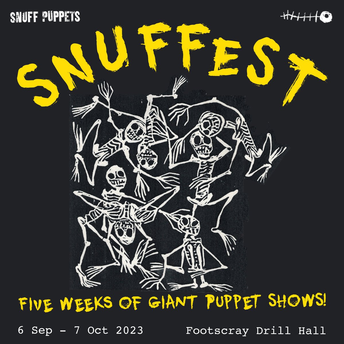 snuffpuppets's tweet photo. SNUFF PUPPETS present SNUFFEST

Five weeks of Giant Puppet Shows! 

Film Night! Art Installation! Experimental Workshop! 
And wild Party!

6 Sep - 7 Oct
Footscray Drill Hall

Tickets: https://t.co/lCFDOQsSW2

#whatsonmelbourne https://t.co/7FL9kBRWwv