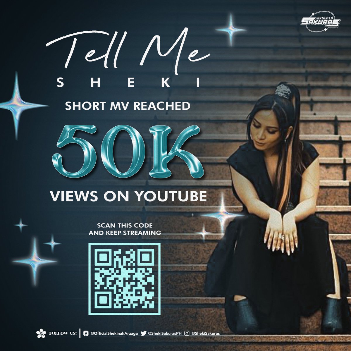 ShekiSidekixPH's tweet photo. Tell Me by SHEKI Official Short MV has reached 50,000 views on Youtube!
Thank you very much and keep on streaming MNLoves & Sakuras!
To watch, do scan the QR code or click this link: https://t.co/WKwvDmWzgT
#FirstLove_SHEKI #MNL48 #MNL48Sheki @mnl48official @shekimusic_ https://t.co/NsZpCce7Az