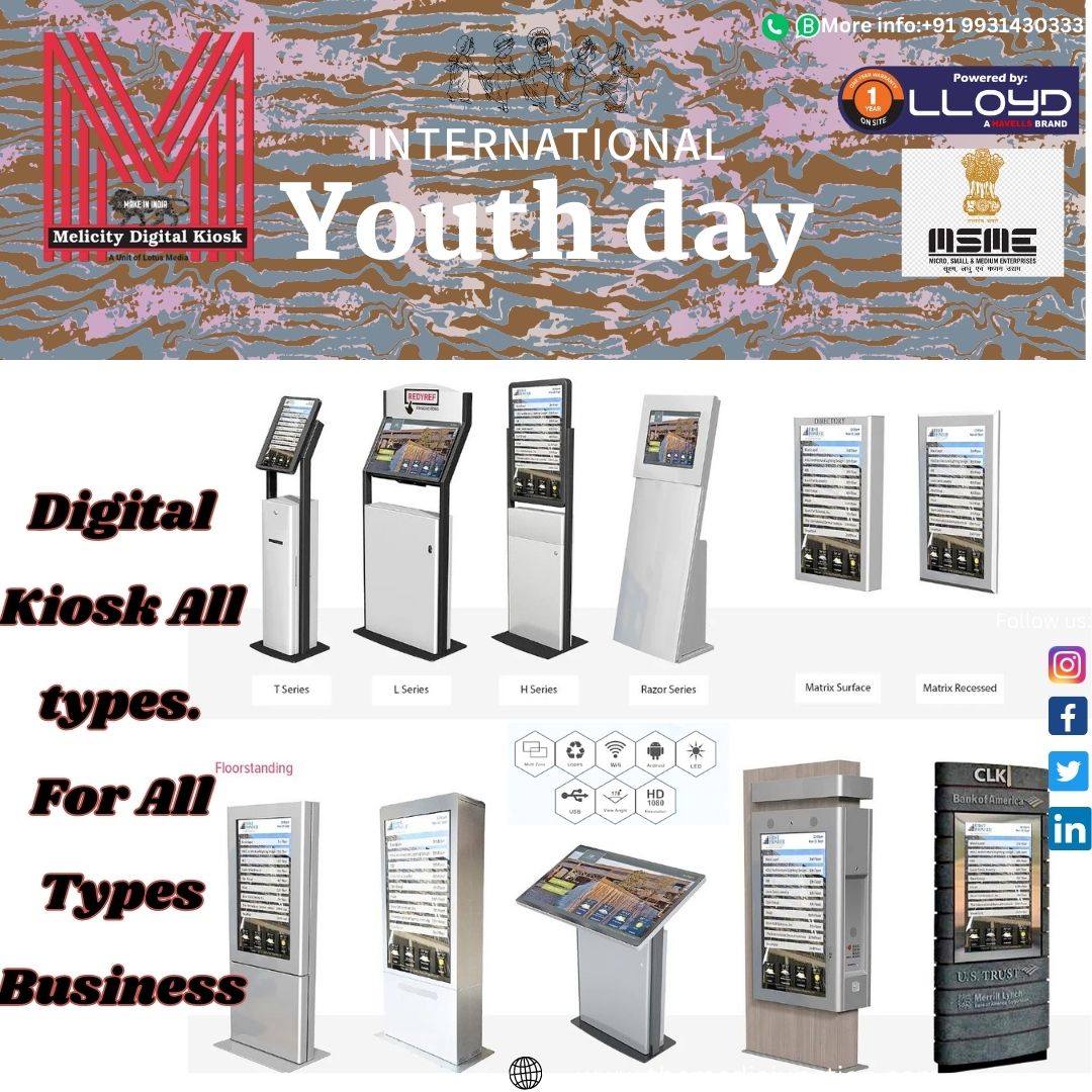 MelicityK's tweet photo. INTERNATIONAL YOUTH DAY. Digital Kiosk solutions for your business.

#digitalstandee #digitalpromotion #outdoormarketing #marketing #marketingsolution #melicitydigitalkiosk #bihar #patna https://t.co/PmPYJHj0TF