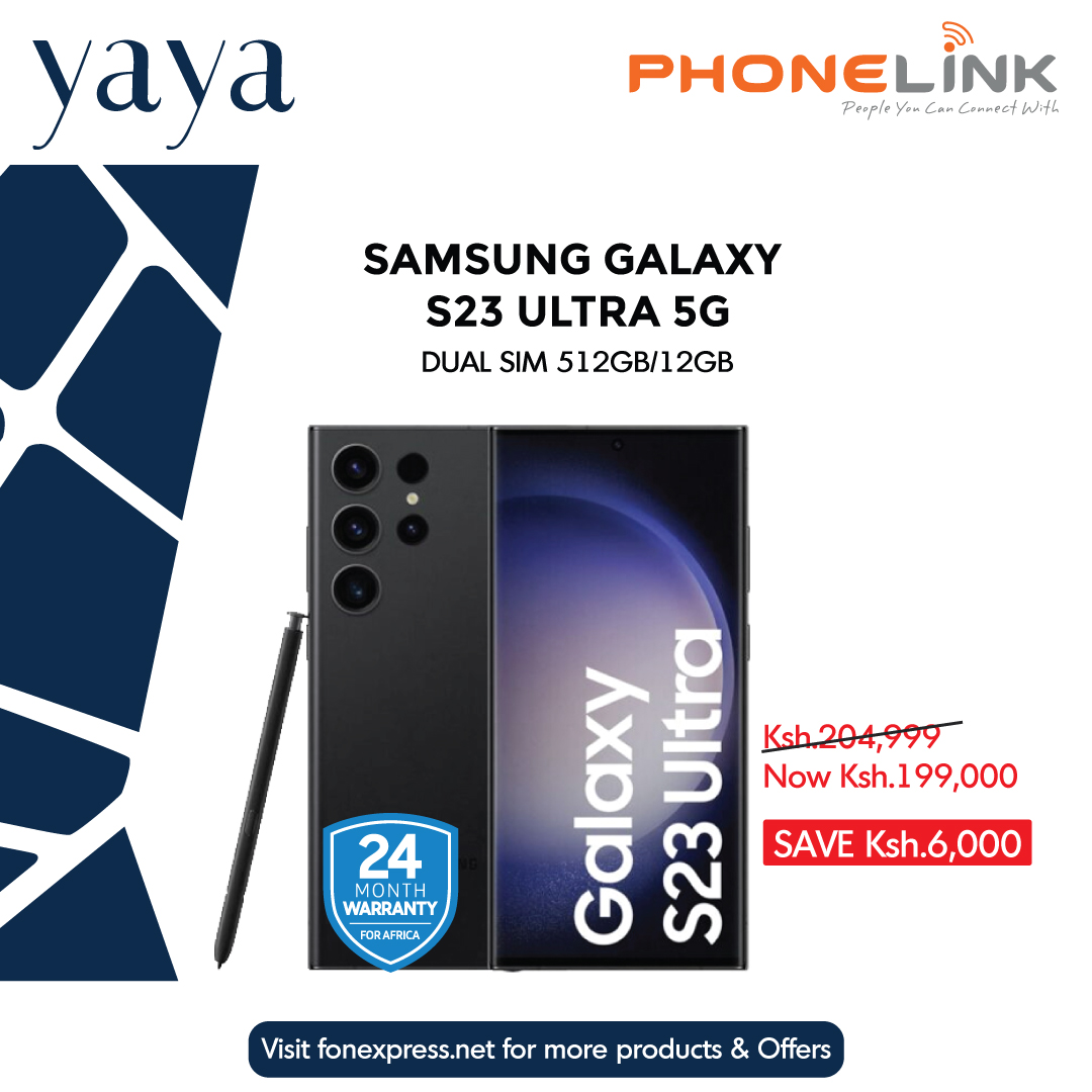 #SAMSUNGS23ULTRA - Buy Samsung Galaxy S23 Ultra 12GB/512GB at a Discounted Price of Ksh.199,000 and SAVE Ksh.6,000. Available at Phonelink Yaya Shop, Ground Floor. Hurry, Offer is Valid while stocks last @Fonexpress #PhoneDeals #OfferAlert #TechOffers #PhonePromotion #BestPhone