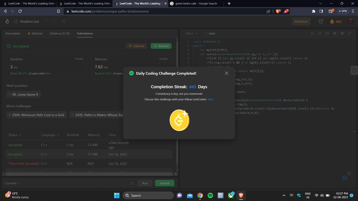 ayush_patel_78's tweet image. Day : 440 to 443 

Leetcode daily challenge completed.
#100DaysOfCode #365DaysOfCode #500DaysOfCode