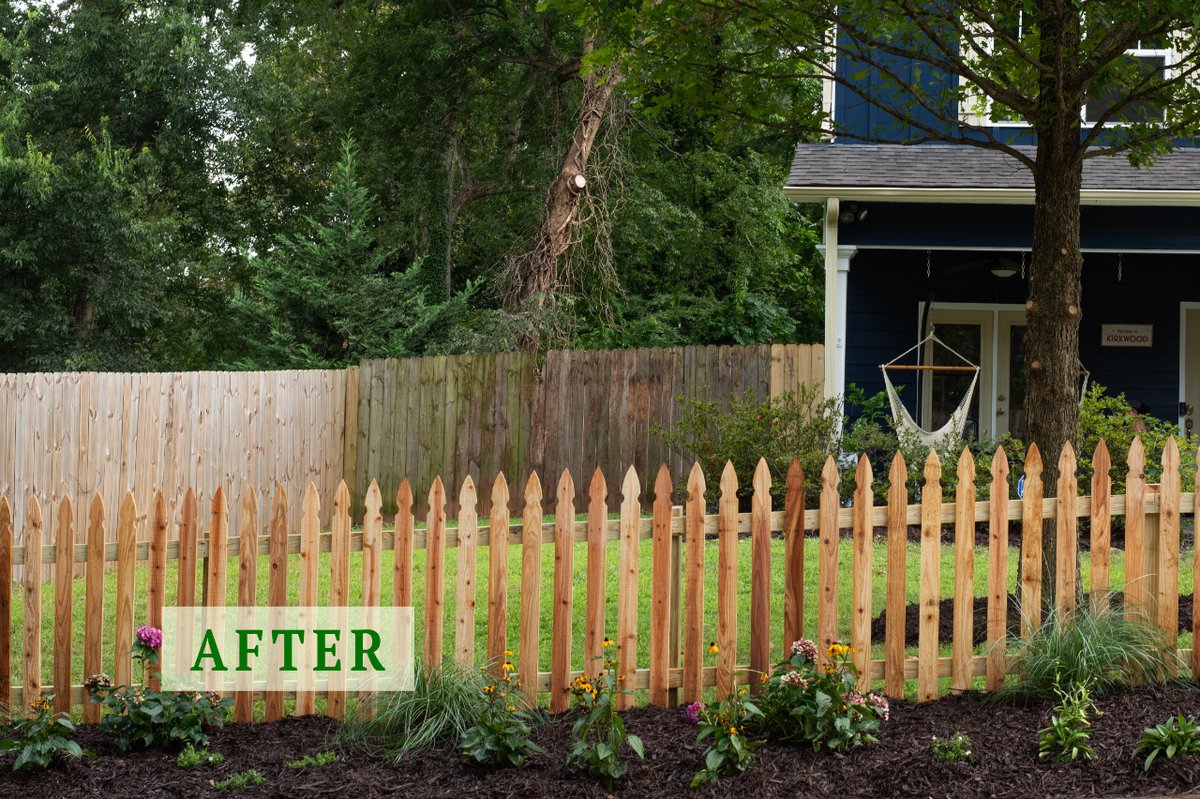 CaspianHGroup's tweet photo. Before and After of this beautiful property that included a general cleanup, new plants/flowers, sod, and a fence installation! 

#lawn #home #landscaping #atlanta #outdoorliving #wow #backyardgoals #naturelovers #transformation #gardening #flowers #veggies #garden https://t.co/73EsyLJL73