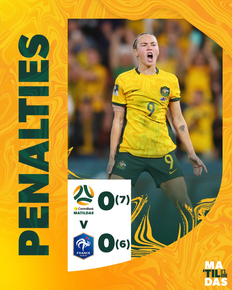 FT | WE'RE #FIFAWWC SEMI-FINALS FOR THE FIRST TIME AFTER THE MOST DRAMATIC PENALTY SHOOTOUT! 

#Matildas #TilitsDone