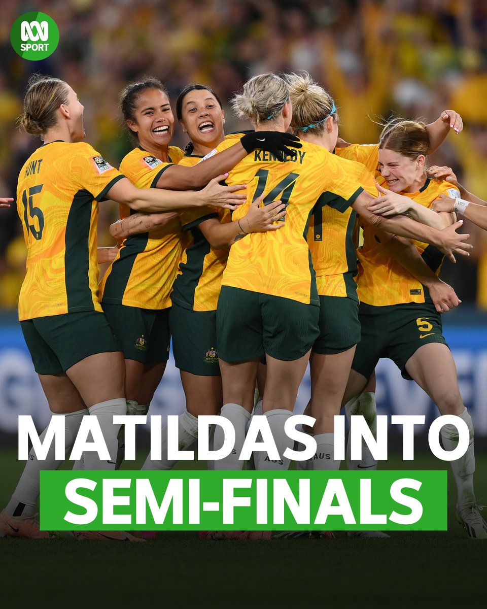 WE'VE DONE IT! WE WIN 7-6 ON PENALTIES! THROUGH TO THE SEMIFINALS!

HISTORY!!

Listen live: ab.co/streamWWC
Follow live: ab.co/3DUW90s
#Matildas #FIFAWWC
