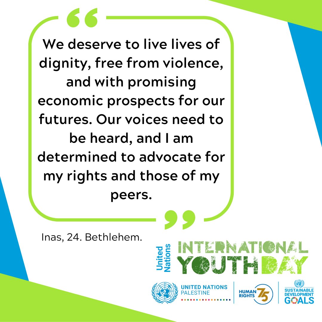 Happy #InternationalYouthDay2023!
On #InternationalYouthDay, the UN in #Palestine is rallying behind young Palestinians! 
🙌Today & always, we reaffirm our commitment to supporting their efforts for a brighter & greener future.🤩 #YouthLead #IYD @UNIDO #UNIDOPalestine #PowerUp