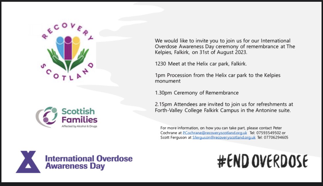 PJCochraneASC's tweet photo. 31st of August marks #InternationalOverdoseAwarenessDay 
We would like to invite you to join us in remembering those lost and those left behind. https://t.co/cxgNw8qazG