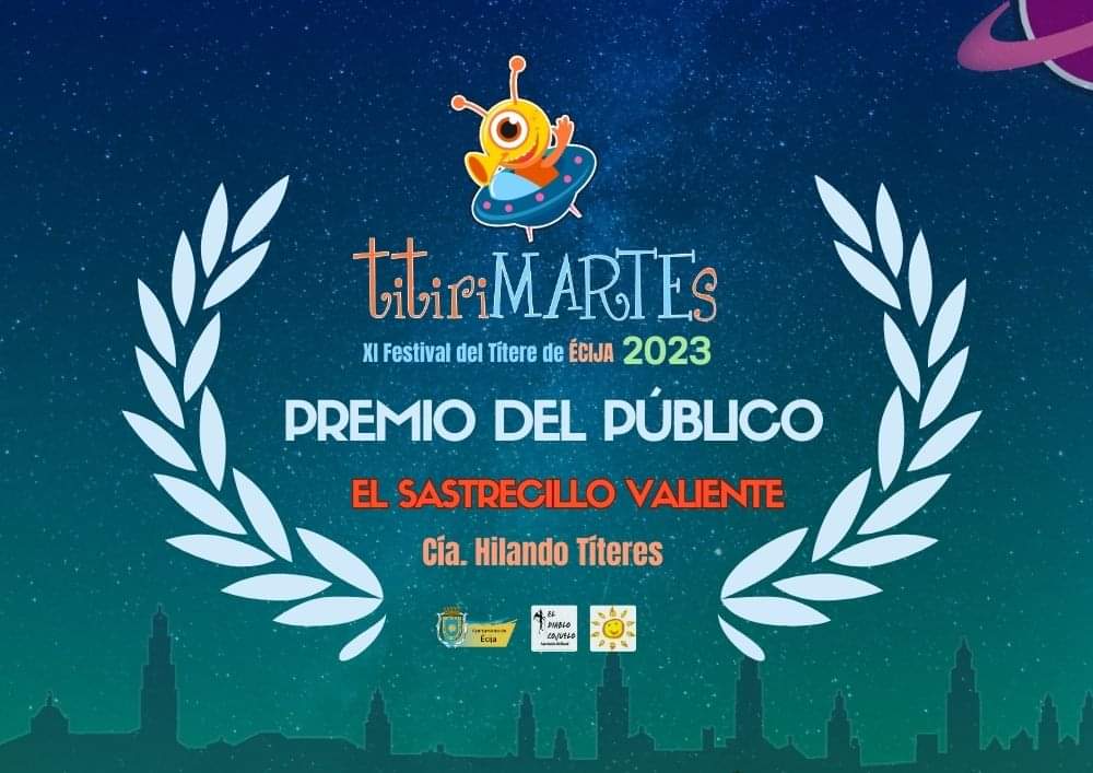 hilandotiteres's tweet photo. Felices por este Premio del público en el Festival de Écija. No hay mejor recompensa a nuestro trabajo que el reconocimiento del público, que en definitiva es quien da sentido a lo que hacemos.
¡Mil gracias a Écija y a su #Titirimartes!
#títeres #marionetas #stringpuppet #puppets https://t.co/WVP3tSzIwo