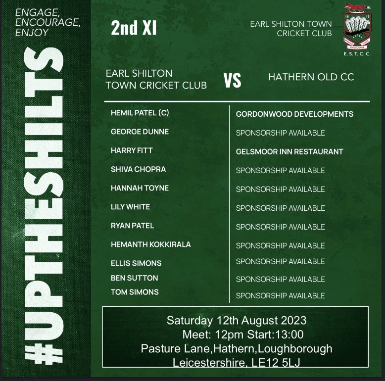 Earl Shilton Town CC (@earlshiltontown) on Twitter photo Weather is set fair as our 1st Team take on <a href="/greenfieldscc/">Loughborough Greenfields CC</a>, while our 2nd Team is away @HathernOldCC!
All 22 players hoping for two positive results!
<a href="/leicswomenccc/">Leicestershire CCC Women 🦊</a> will be keeping a close eye on one of our players!
#UpTheShilts #Season2023 #Cricket Weather is set fair as our 1st Team take on <a href="/greenfieldscc/">Loughborough Greenfields CC</a>, while our 2nd Team is away @HathernOldCC!
All 22 players hoping for two positive results!
<a href="/leicswomenccc/">Leicestershire CCC Women 🦊</a> will be keeping a close eye on one of our players!
#UpTheShilts #Season2023 #Cricket