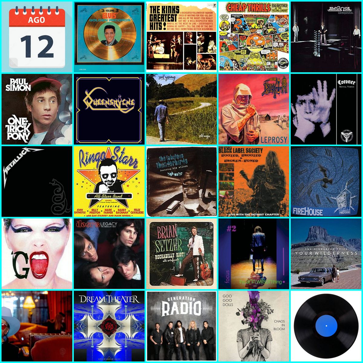 ejpf04's tweet photo. @HoffmanEnrique @Mikehomeseller @CateDailyBoom @TiaColita
#Ago12
Efemérides Agosto 12
Albums, EP, DVD
1963 Elvis Presley • Elvis' Golden Records, Vol. 3
1966 The Kinks • The Kinks Greatest Hits!
1968 Big Brother And The Holding Company • Cheap Thrills https://t.co/nEHy704783