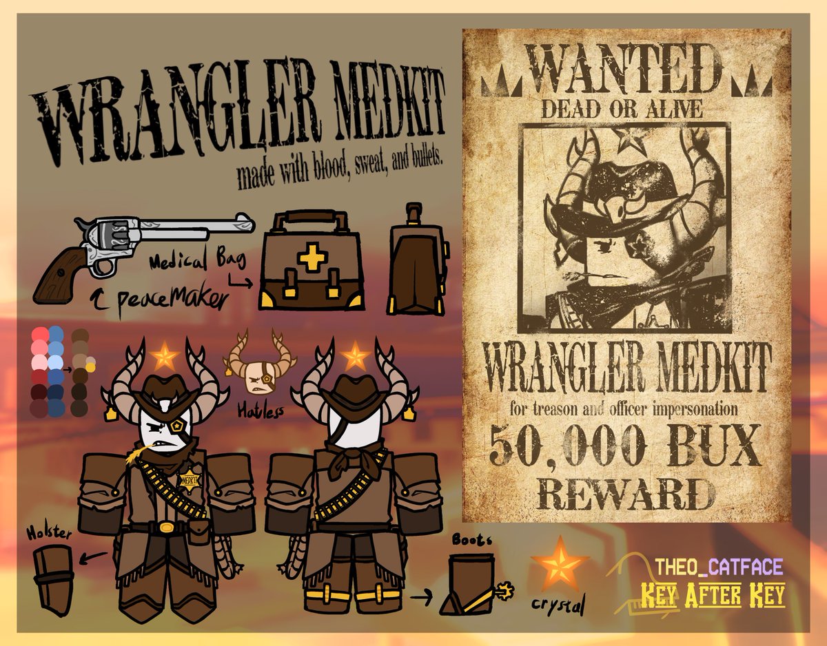 theo_catface's tweet photo. “It’s Hiighhh Noon…”
★ WRANGLER MEDKIT ★ 

my submission for the skin contest
designed by me and @Eggstravaga
 
#phighting #phightingart https://t.co/54vKF57Q76