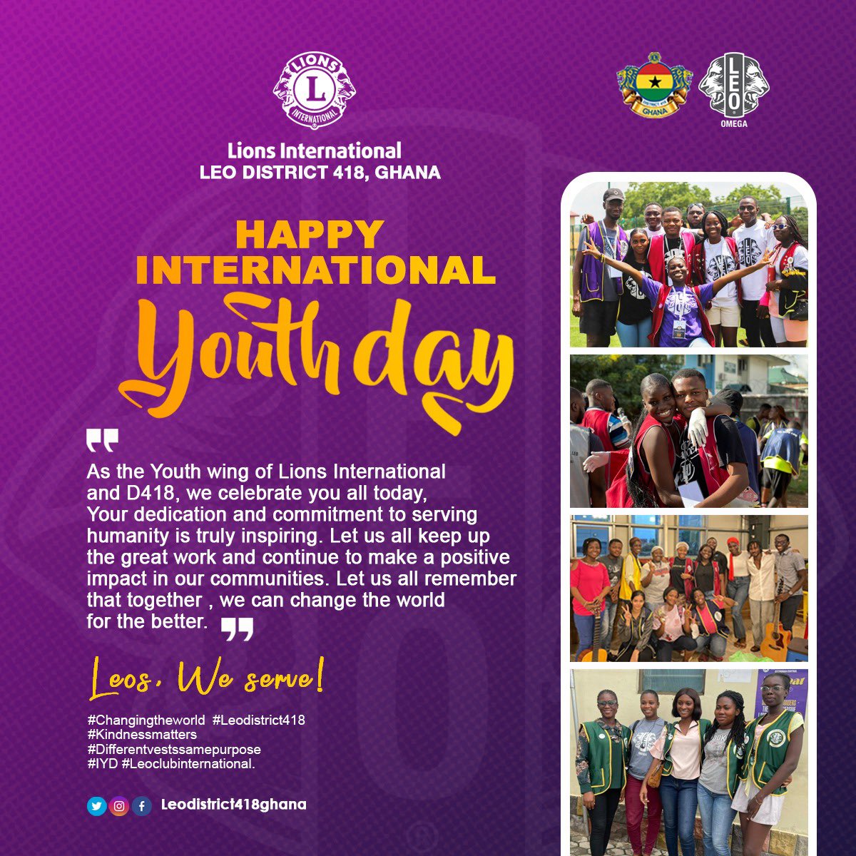 leodistrict418's tweet photo. Wishing all Leos of District 418 a Happy International Youth Day🦁💙

Remember that despite the fact that we wear different vests, we have the same purpose “Service”. 

#changingtheworld #leodistrict418 #Kindnessmatters #differentvestssamepurpose #IYD #leoclubinternational https://t.co/CC6fechuXW