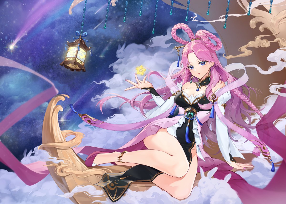 달의 여신 작업했습니다! 🌙🐇🌟 
artstation.com/artwork/obd9Bw