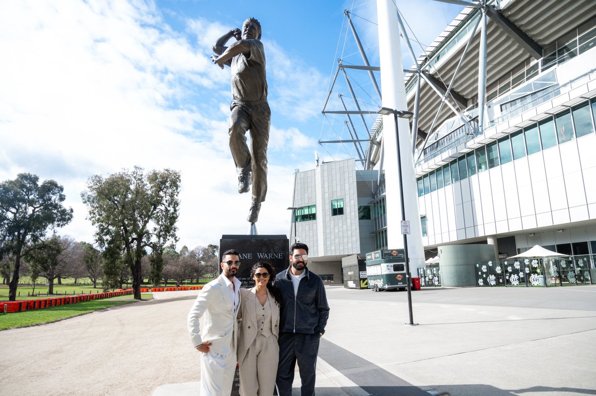 juniorbachchan's tweet image. What an honour to walk around the MCG. Now to walk towards the premiere tonight. Wish us luck.

@IFFMelb #TeamGhoomer #IFFM2023 #GhoomerInMelbourne