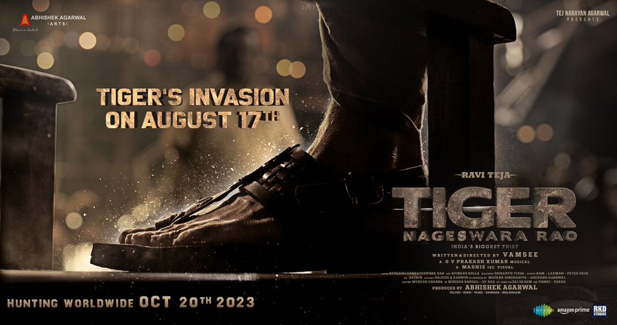 Ravitejatrend's tweet photo. #TigerNageswaraRao Invasion on August 17th..🔥

#RaviTeja #TigerInvasion https://t.co/l7QBvvwyjT