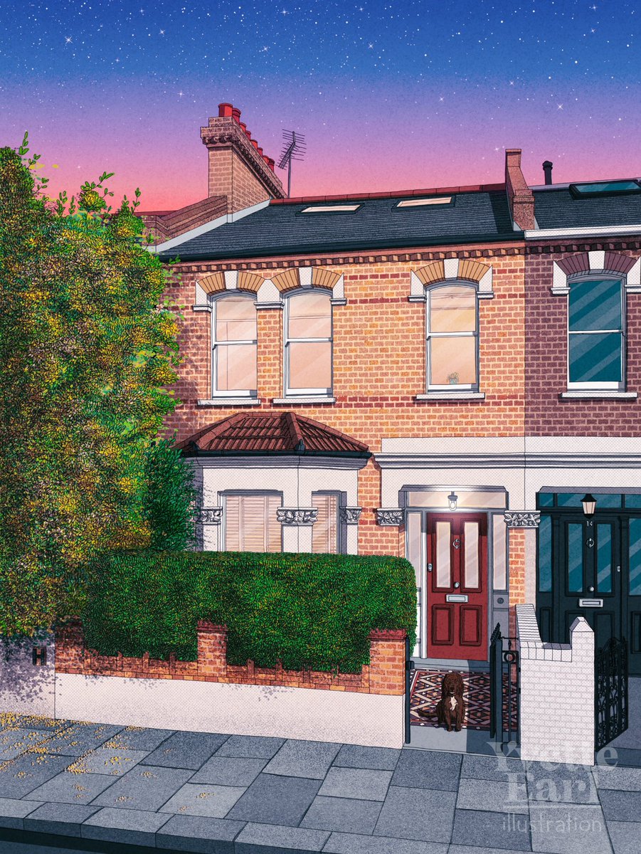 Another gorgeous house I was commissioned to illustrate, featuring their lovely dog 🐾. I’m currently taking bookings for these for October onwards get in touch to find out more🙂🏠🍃#illustration #drawing #art #london #home #illustrator