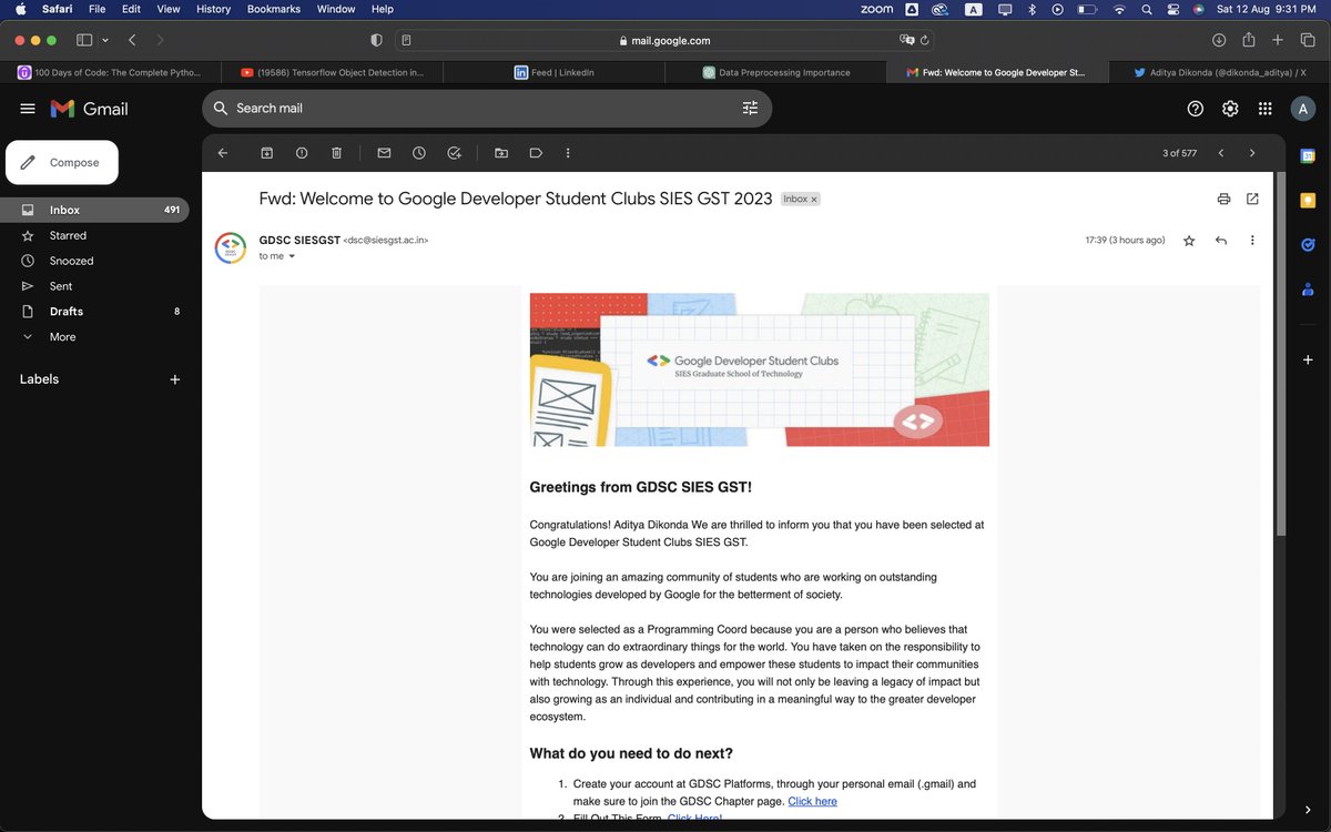 dikonda_aditya's tweet image. Excited to share that I've joined the programming team at GDSC Sies GST! Ready to learn, contribute, and grow with this awesome community. A big thank you to @gdscsiesgst !
#GDSCSiesGST #ProgrammingTeam #TechEnthusiast #CodingJourney #JoiningTheTeam #TechCommunity