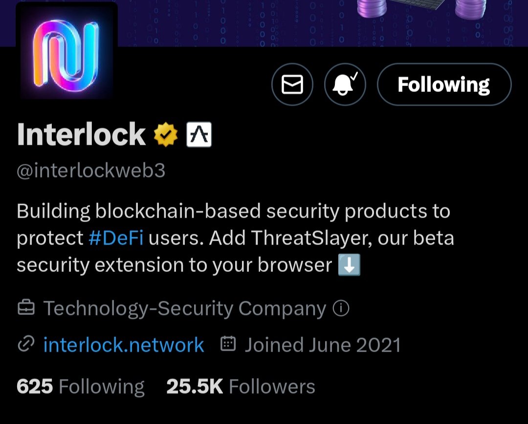 rt4040000's tweet photo. Congratulations to @interlockweb3 on reaching the 25k followers milestone. The project's momentum is growing, and fully deserved 🙌🎉

$ILOCK #AlephZero #ThreadSlayer https://t.co/akwILoLuqa