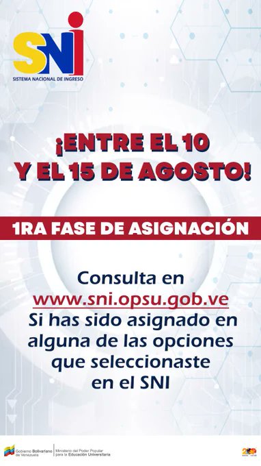 AndyPrensa's tweet photo. 🔴¡IMPORTANTE!

Ya inició la 1era fase de Asignación del Sistema Nacional de Ingreso.

Consulta si has sido seleccionado en alguna de las opciones del #SNI2023

#JovenesValientes https://t.co/wSyD13JeoS