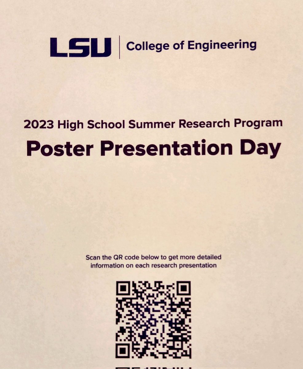 Baton Rouge High School representing well at the LSU Summer Engineering Research Program poster presentation!!