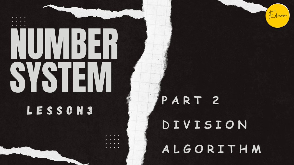 Educareaug2023's tweet photo. Youtube video link: https://t.co/OQTX2Xd8Ft

We are bringing you Division Algorithm Based Sums in Number System Part 2 of Lessson 3. Like, Share and Subscribe to the Channel. #tnpsc #upsc  @educareaug2023  #numbers #numbersystem #division #divisionalgorithm https://t.co/TavKpQlewd