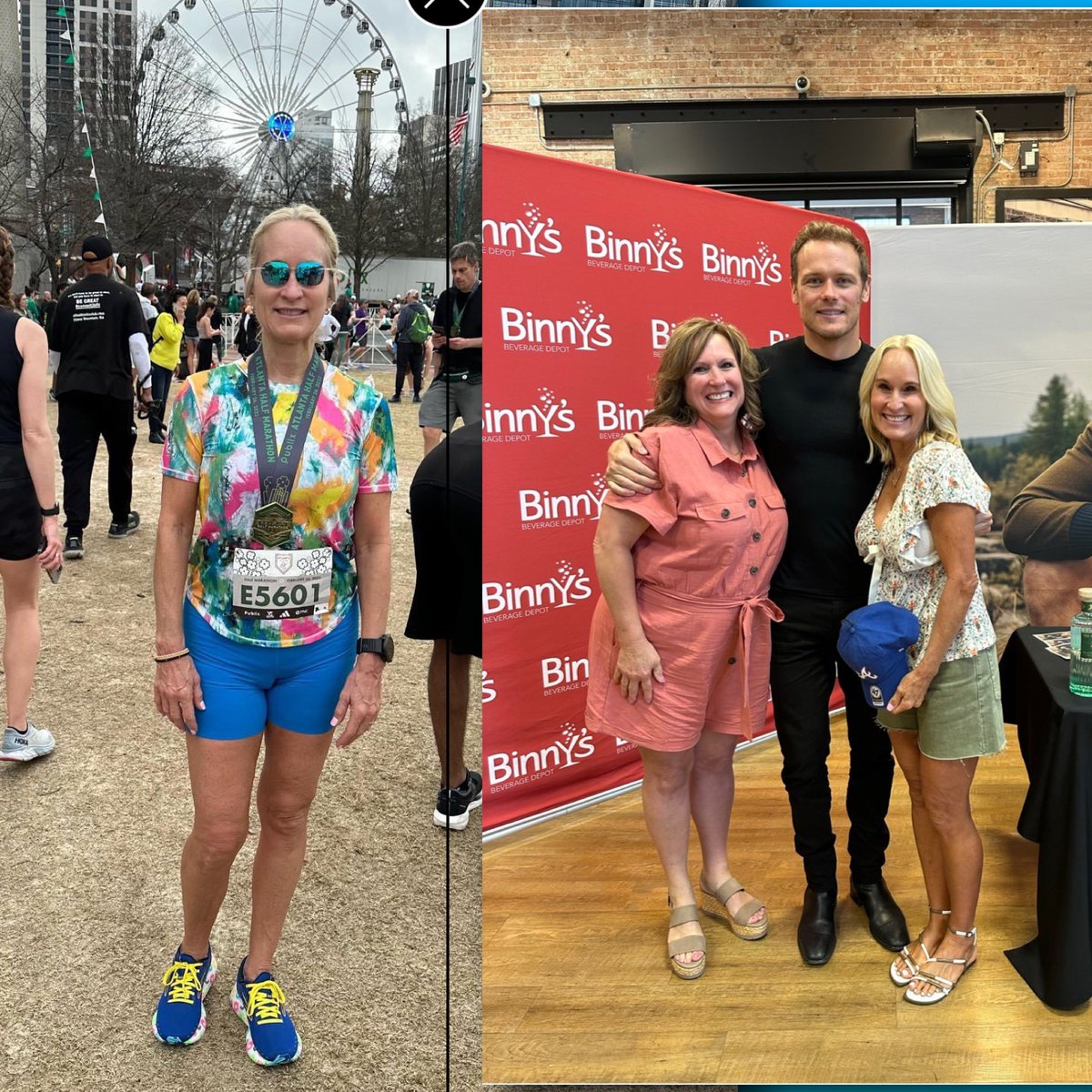 costley_jan's tweet photo. Come to Atlanta next year @SamHeughan and run the Atlanta Publix Marathon and wear your #AtlantaBraves hat we gave you at @BinnysBev in Chicago. #mypeakchallenge #SassanachSpirits #SamHeughan @jpcook4 https://t.co/gktPSi9j00