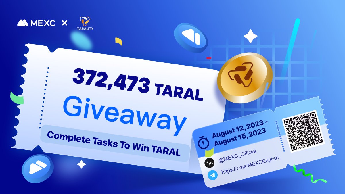 MEXC's tweet photo. #MEXC x @TaralityCoin
collab giveaway -  372,473 $TARAL Lucky Draw!

To enter:    
🔹Follow @MEXC_Official &amp; @TaralityCoin
🔹Complete the tasks: https://t.co/4y1wPPCaaB https://t.co/eJ7cphErMb