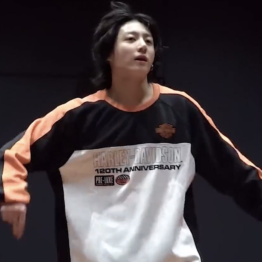 jungkook wearing a shirt from harley davidson's 120th anniversary