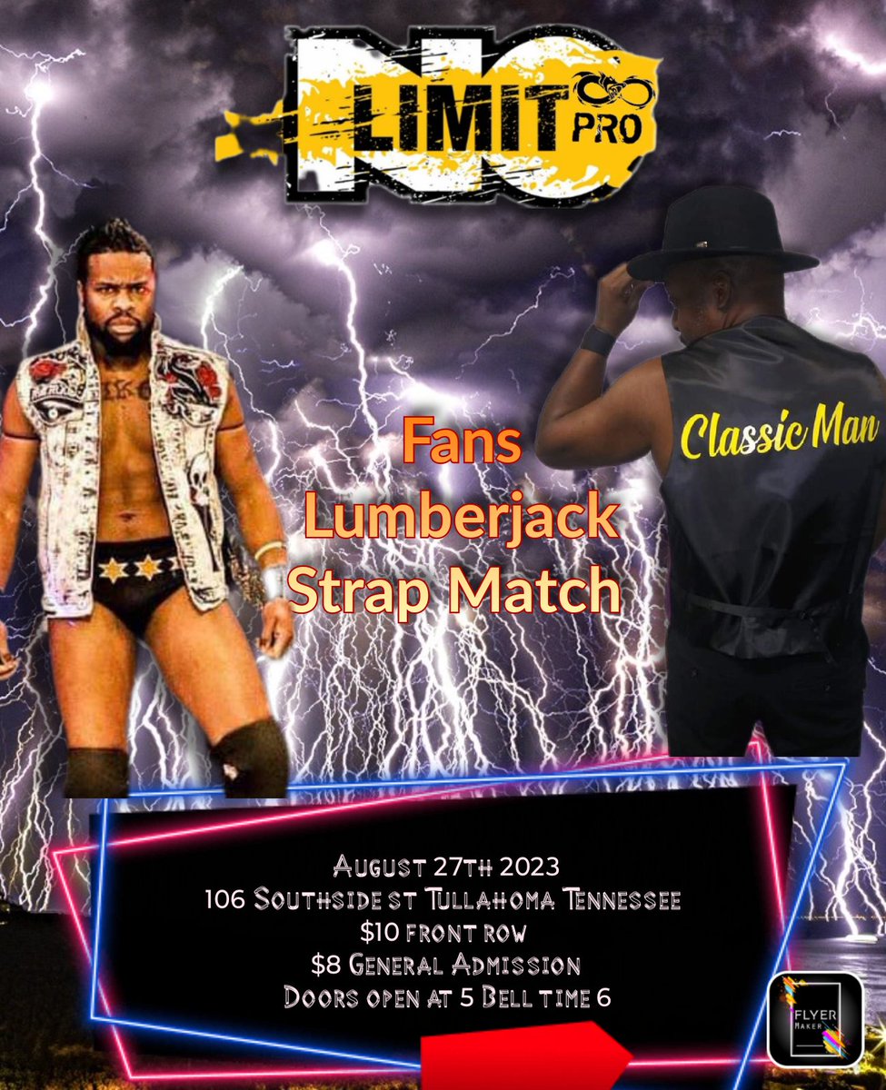 NoLimitPro2's tweet photo. #BangerAlert #StrapMatch @NoLimitPro2 @nlmc3000 #indywrestling #prowrestling #tullahomatn https://t.co/MdXeifBI1k