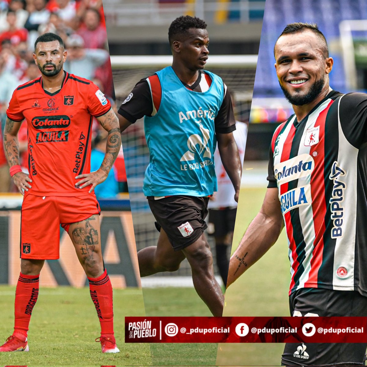PduPOficial's tweet photo. 📋 Posible Xl de #AméricadeCali para enfrentar al #DIM 🔴
🧤 J. #SOTO.
🛡️ E. #MENA, K. #ANDRADE, J. #OSSA, E. #VELASCO.
⚔️ F. #LEYS, J. C. #PORTILLA ©️.
🧠 E. #CARDONA, C. D. #QUINTERO, A. #SARMIENTO.
⚽ F. #SUÁREZ.
#PasióndeunPueblo • #LigaBetplayDIMAYOR https://t.co/gTWMG25bG9