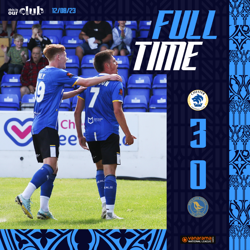 ChesterFC's tweet photo. FT: #ChesterFC 3-0 @officialKLtown.

What a performance. What a victory! 💙

#OurClub | #CFCKLT