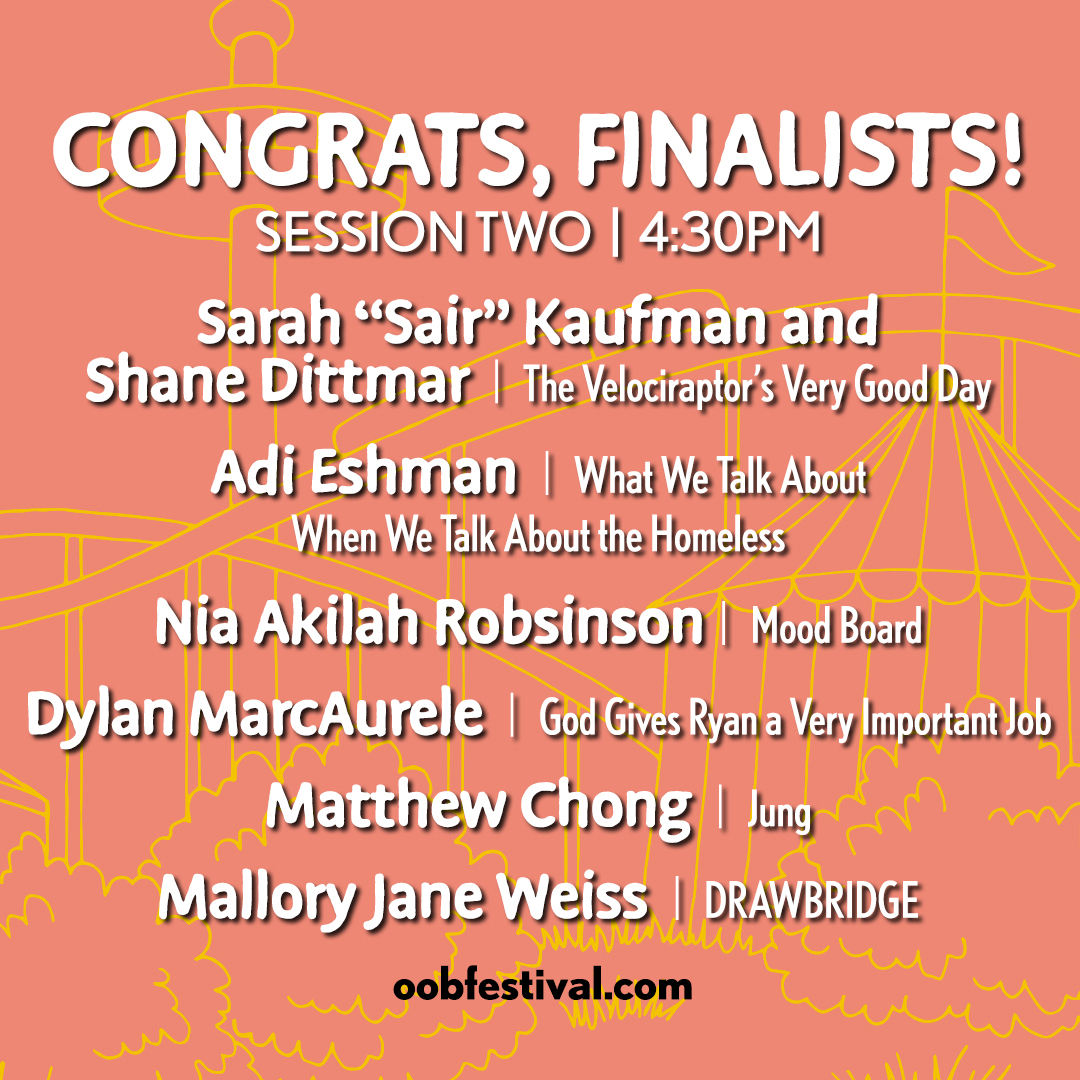OOBFestival's tweet photo. The final day of #OOBFestival is already here! 

Let's give it up for the 13 plays moving forward to our Finals, which will be presented today at 2pm and 4:30pm. Congratulations to all of our Top 30 for a fantastic week! 🌟 https://t.co/OK8PtHnNK4
